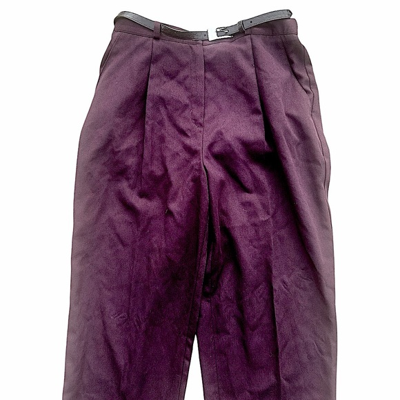 Liz Baker Plum High Rise Pleated Belted Mom Pants petite Size 12P 80s 90s - Picture 4 of 5